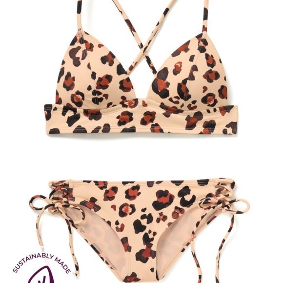 Adore Me Cross Straps Leopard Bikini Top Crop Top - Picture 2 of 14